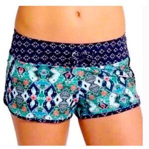Athleta Womens Taza Kaimana Electric Jade Green Printed Lined UPF Swim Shorts